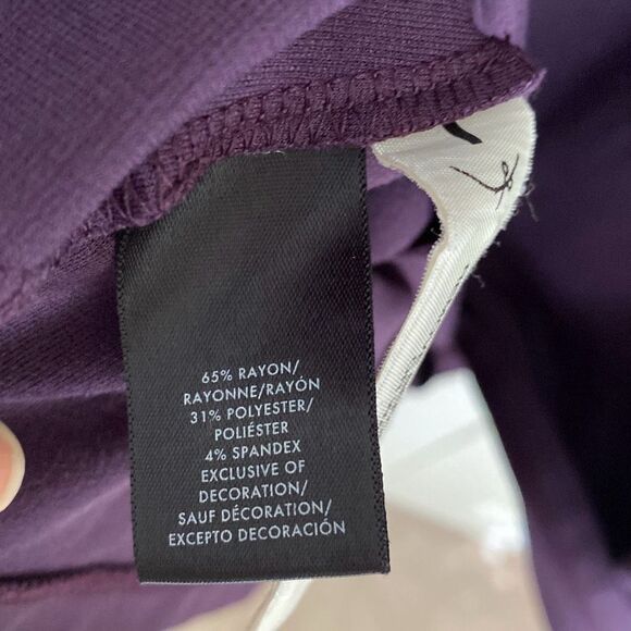 Ann Taylor Embroidered Sleeve Flare Dress V Neck Purple Plum‎ Size XS - Picture 7 of 8